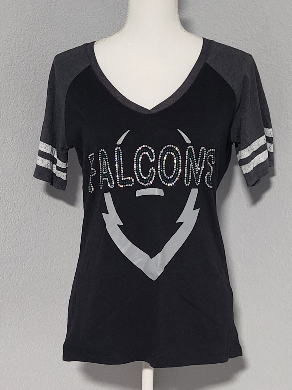 District Made Blinged Out Falcons Short Sleeve Tee Womens Size Medium